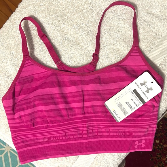 NWT! Under Armour Striped Fuchsia & Pink Sports Bra. XL. Ready for adventure! - Picture 1 of 6